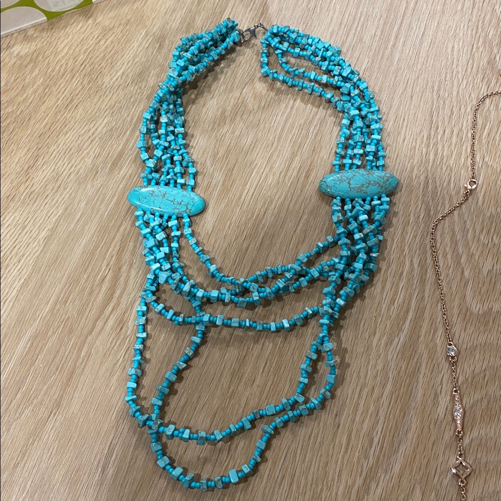 Turquoise Beaded Necklace + purple beaded necklace - Picture 2 of 3